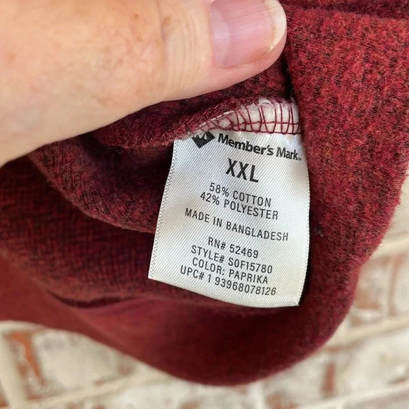 Member’s Mark Heathered Rust Textured Crew Neck Pullover Banded Shirt - Picture 5 of 9